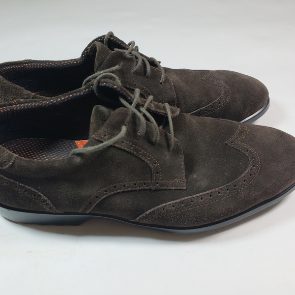 Rockport Men's Wing Tip Chocolate Suede Oxford 10 - Picture 3 of 7